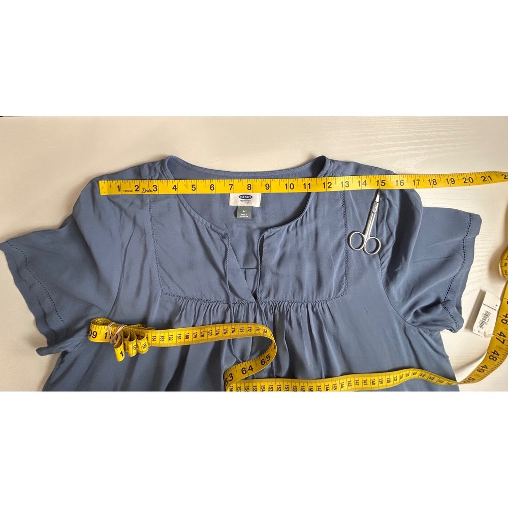 NWT Old Navy Womens M Blue Rayon Shift Dress Tassel Tie Embroidered 335591-00-1 - Picture 4 of 15